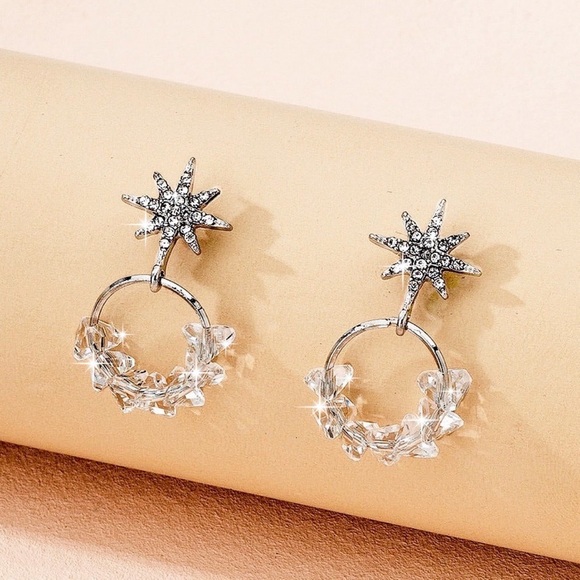 Any 3/$25! Silver Crystal Pave Beaded Stud Earrings - Picture 2 of 9